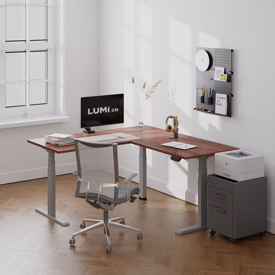 White Metal Frame, Fsc Bamboo Top Sit Stand Modern Home Office Desk