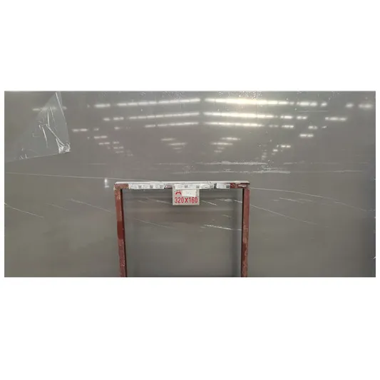 Artificial Marble Slab Dark Grey Polished Countertop Engineered Stone Kitchen Worktop